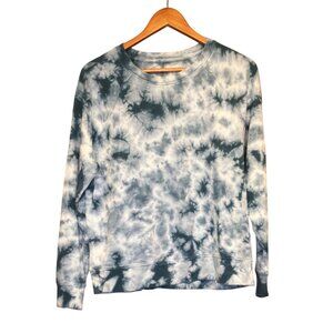 Athleta Sundown Sweatshirt Dark Surf Teal Blue Tie Dye Long Sleeve Womens Size M